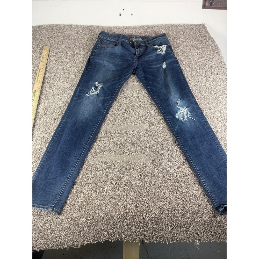 American Eagle Extreme Flex Skinny Jeans Men's Blue Denim Distressed Y2K - 34x34